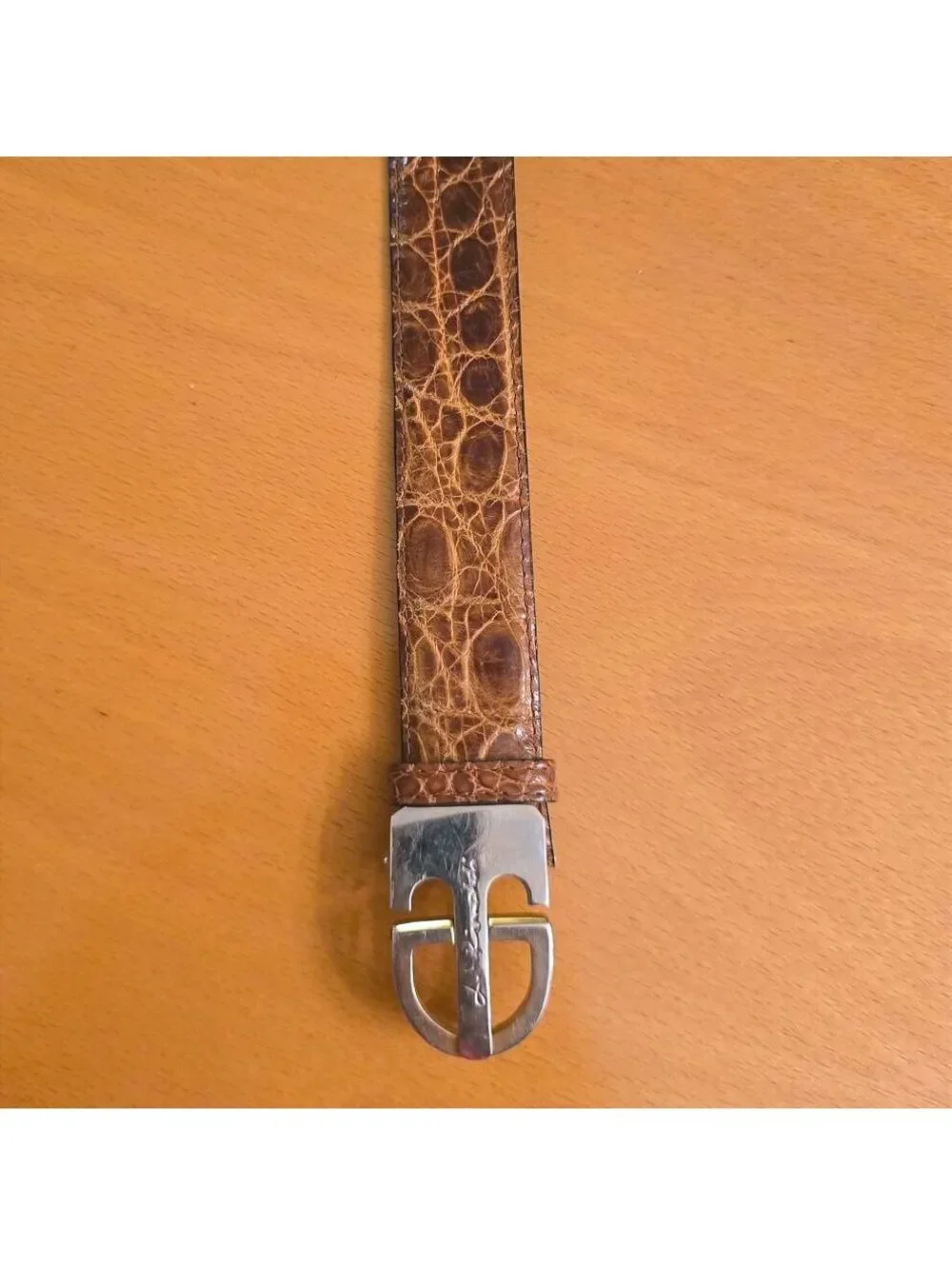 Leonardo Rinaldi Caiman Crocodile Belt- Brown, Size 33